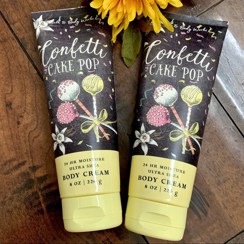 Bundle 2 BBW Confetti Cake Pop Shea Body Cream Lotion Bath and Body Works